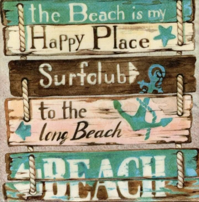 Handmade Dekofliese Strandschild