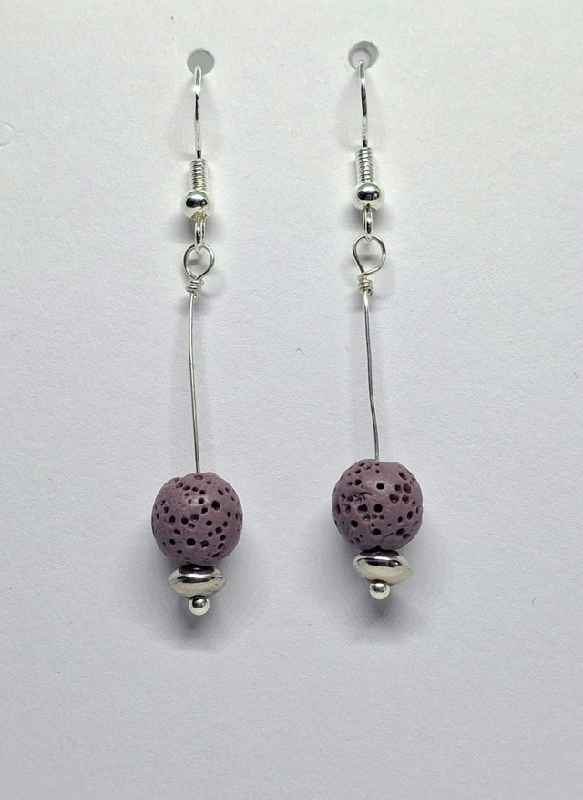 Lilac Lava Rock Drol Earrings 