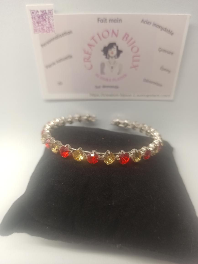 Bracelet  strass rouge et jaune 
