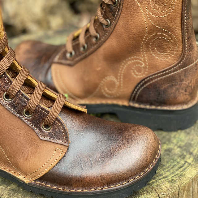 Calf Boot with Ornate Stitching 
