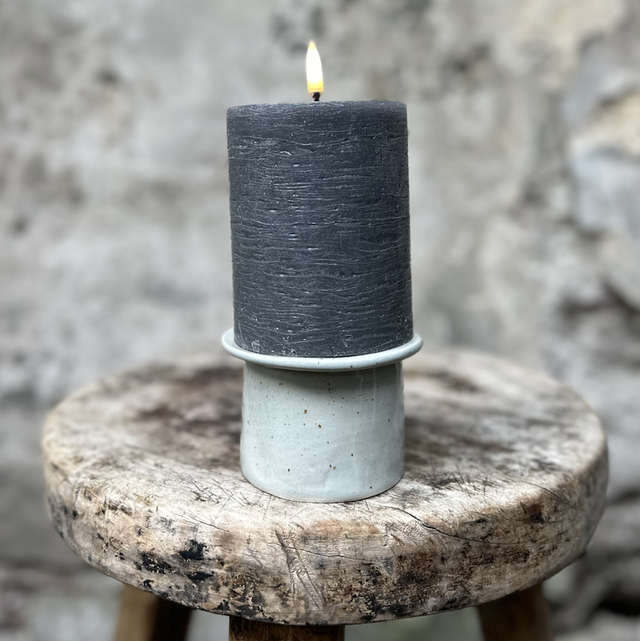 Kandelaar grijs blauw met spikkels 