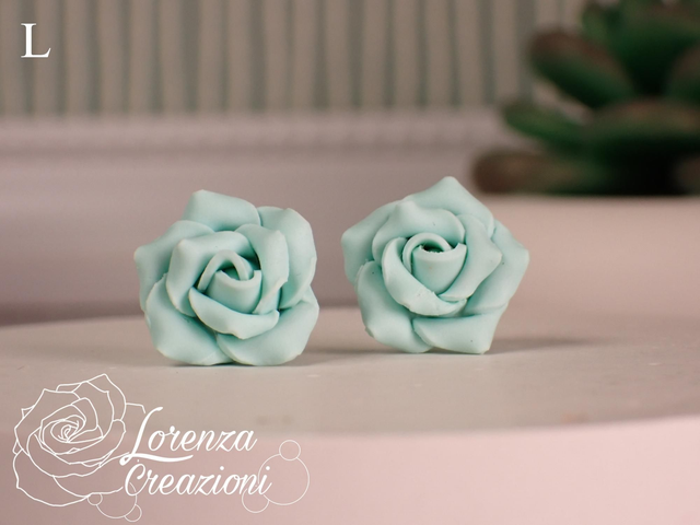 Orecchini a lobo rose verde menta