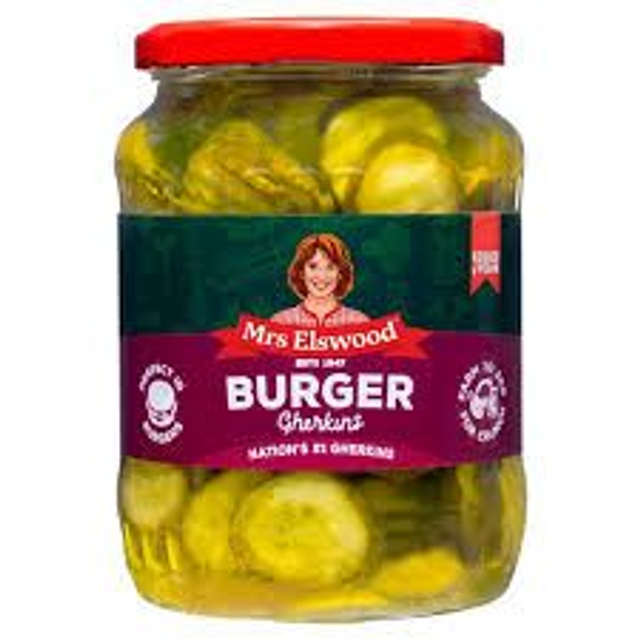 Mrs Elwood Burger Gherkins