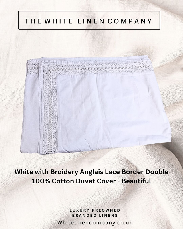 Laura Ashley 100% Cotton Embroidered White Kingsize Duvet Cover