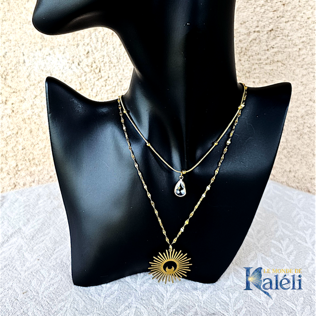 Collier double rang "Soleil &amp; Lune"
