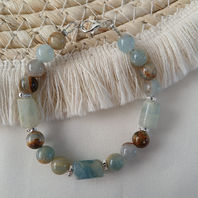 Dames armband Chalcedoon – RVS zilverkleur – 16 cm (1.355)