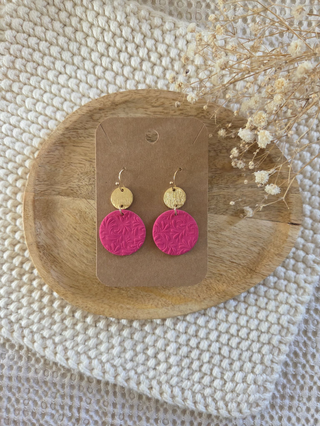 Boucles d'oreilles Salomé coloris pivoine et arabesque