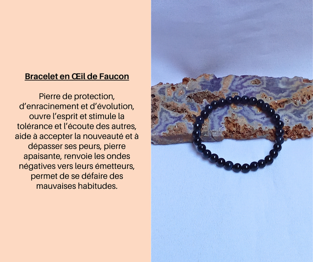 240- Bracelet en Œil de Faucon- 6 mm