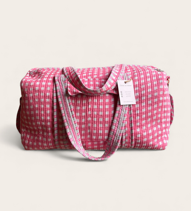 Pink Gingham Duffle Bag
