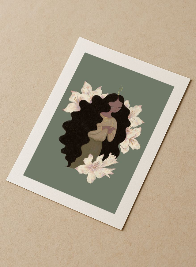 L'art de la prière - Tirage d'art rehaussé de doré