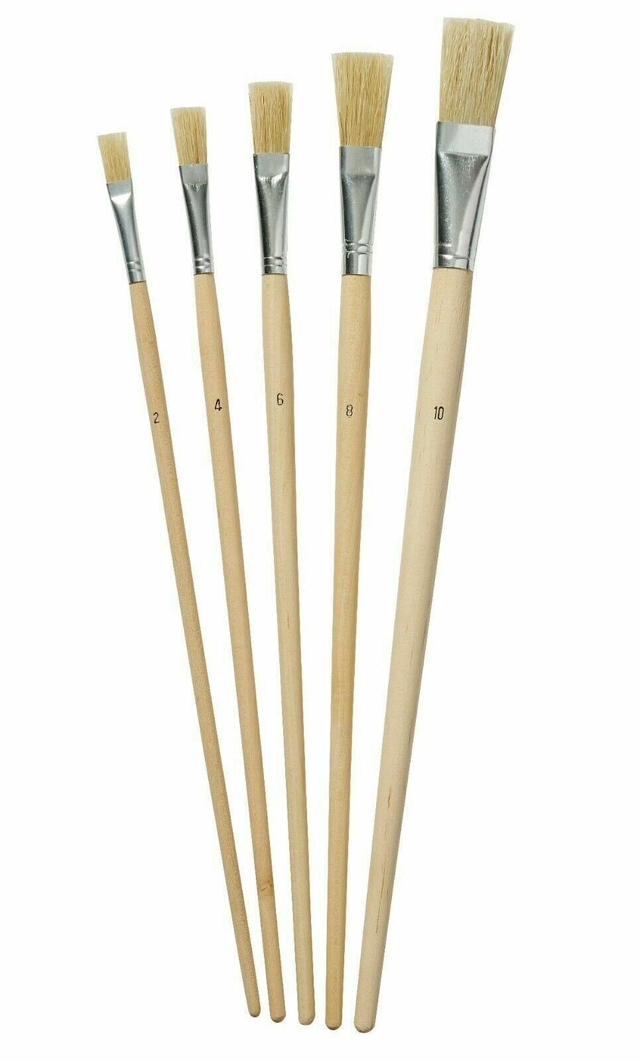 Flat Fitch Brush 6-Pack ARTIST BRUSH CRAFT (2mm 4mm 6mm 8mm 10mm 12MM)