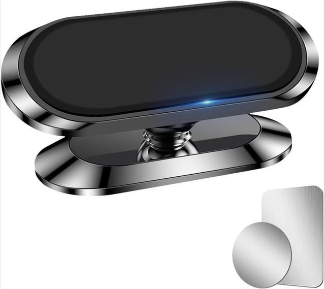 Lot de 2 supports magnétiques en métal, rotation 360°, fixation puissante+ plaques métalliques adhésives incluses