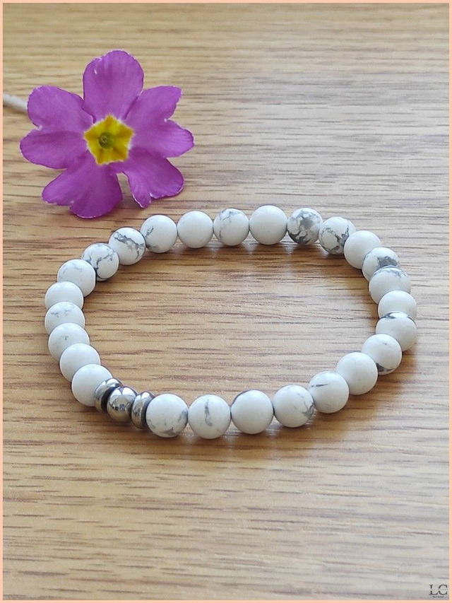 Bracelet 6mm - Howlite blanche