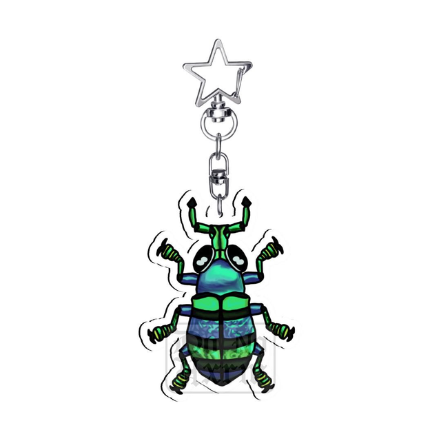 Blue Weevil Beetle Acrylic Keyring