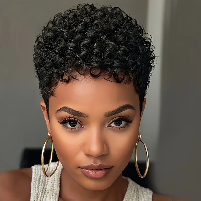 4-Inch Afro Kinky Curly Pixie Wig 