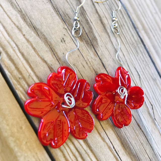 Pipacs virág fülbevaló