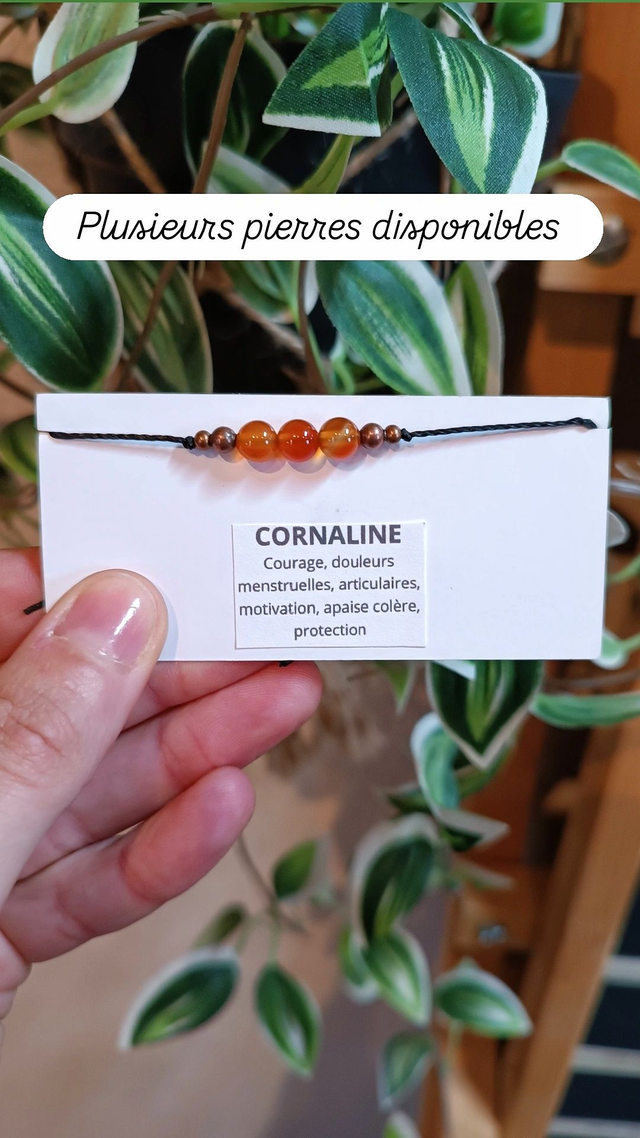 Bracelet réglable 3 pierres naturelles