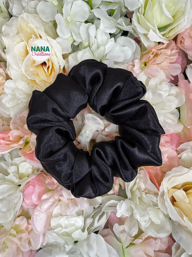 Chouchou Satin - Ébène – Fait main