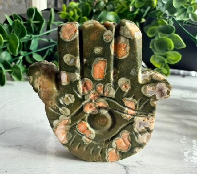 Rainforest Jasper Hamsa Hand
