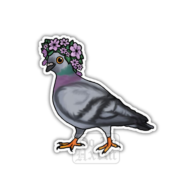 Pigeon Flower Crown Sticker 