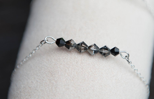 Bracelet en cristal noir argent 