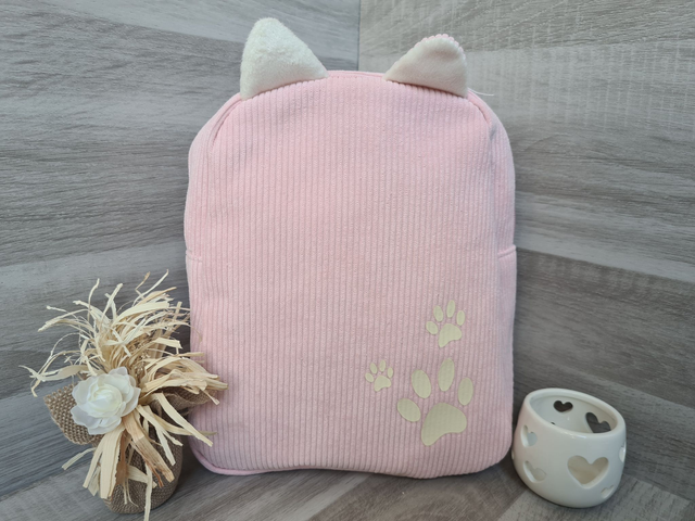 Sac à dos enfant rose pattes beige 