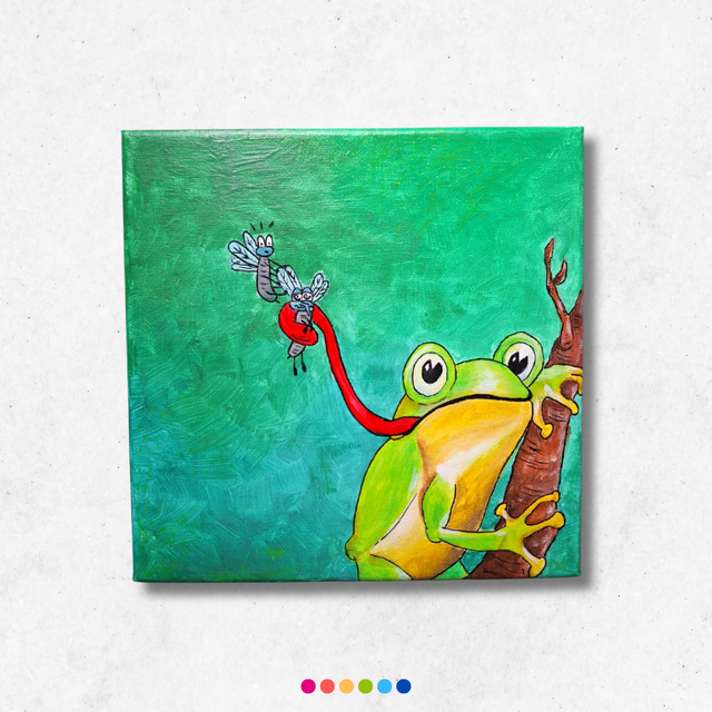 Kikker en muggen | Schilderij