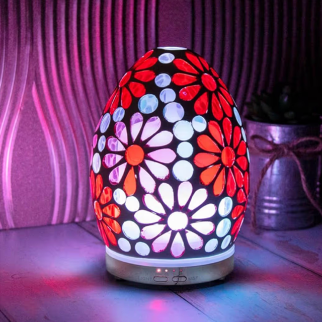 Pink/Multi Colour Flower Mosaic Electric Mist Diffuser