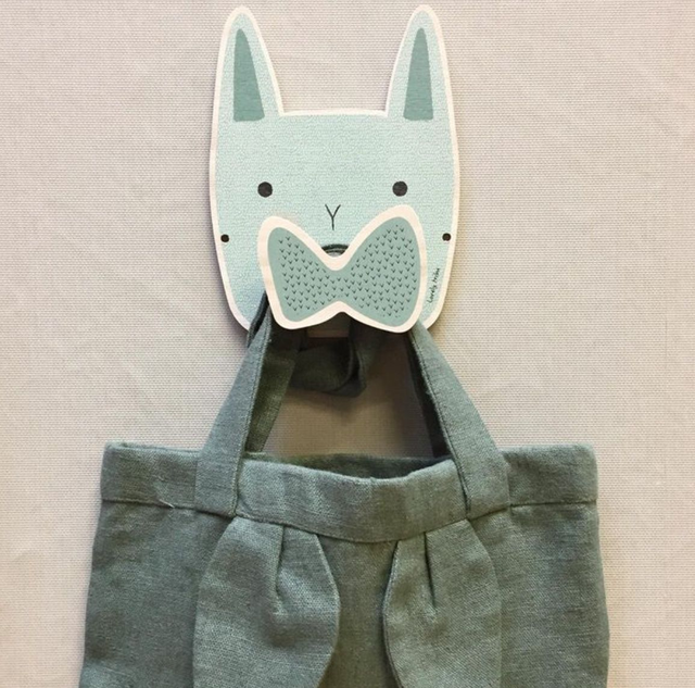 Patère Mr Lapin bleu fougère 