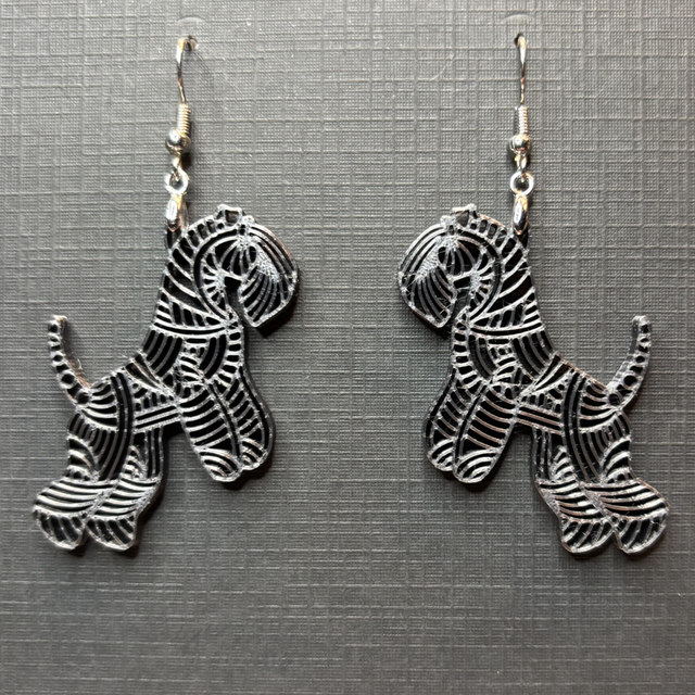 3D - Earrings Kerry Blue Terrier Dark Silver