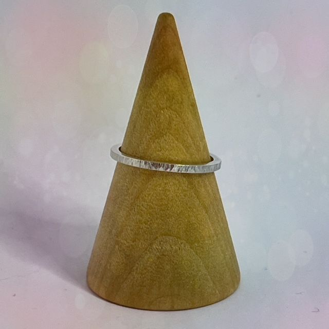 Silver Bark Effect Stacking Ring
