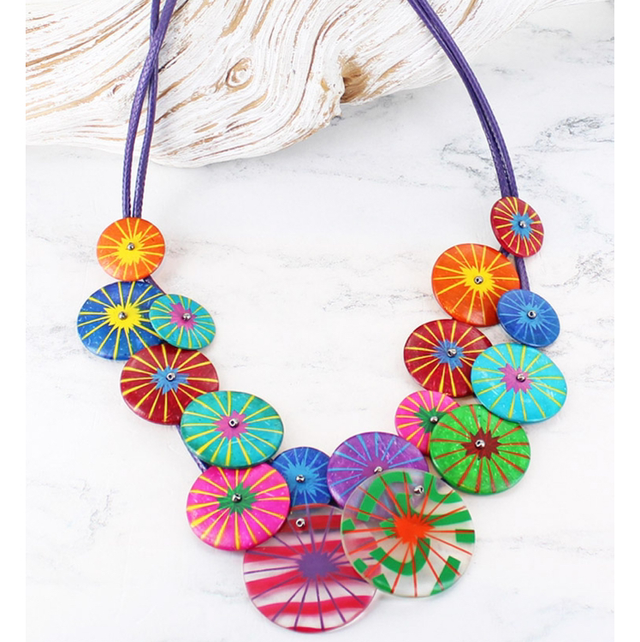 Coconut disc overlayed necklace 