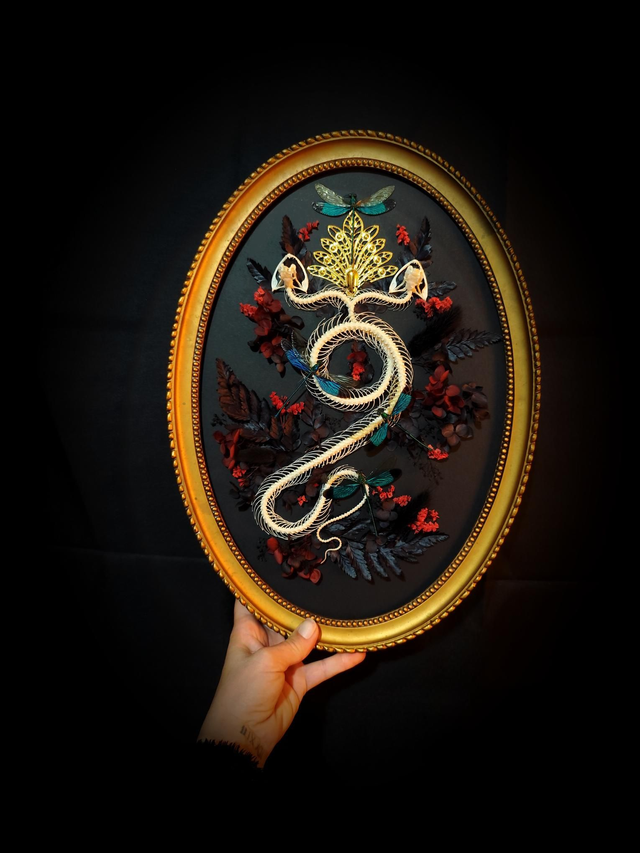 Cadre Vintage Serpent &amp; Libellules 