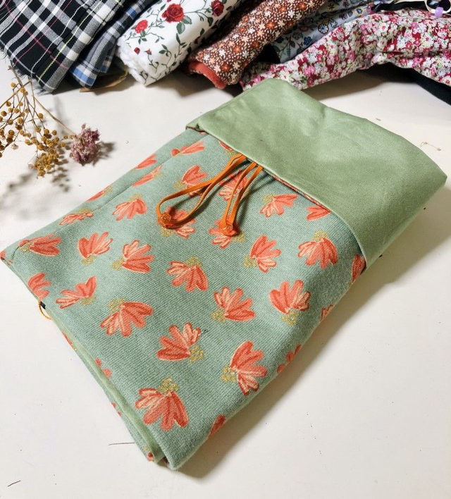 Col snood kaki fleurs molleton