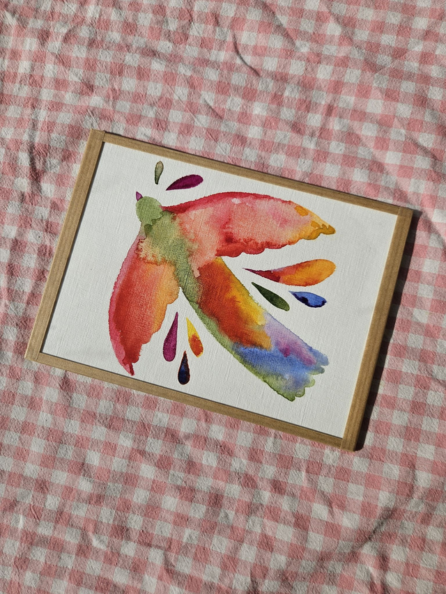 Oiseau arc-en-ciel - Original encadré
