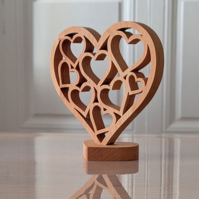 Coeur coeurs en hêtre