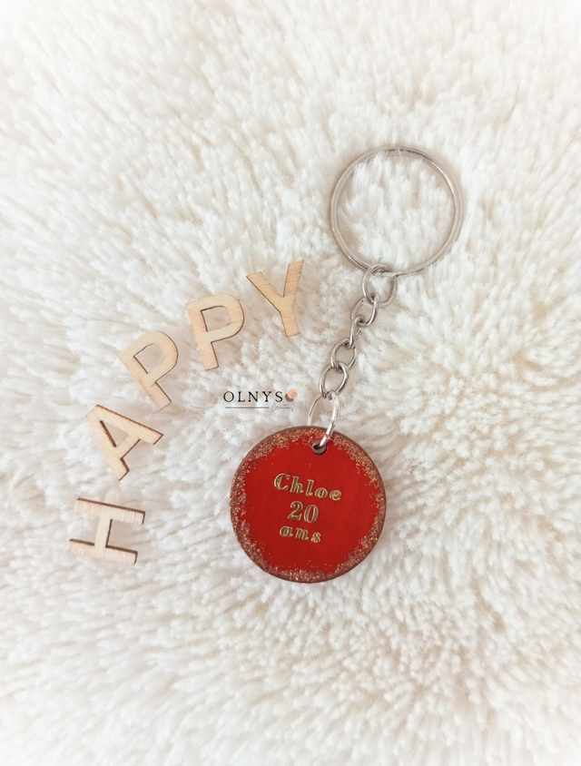 Porte-clés en bois (personnalisable) - Anniversaire #2