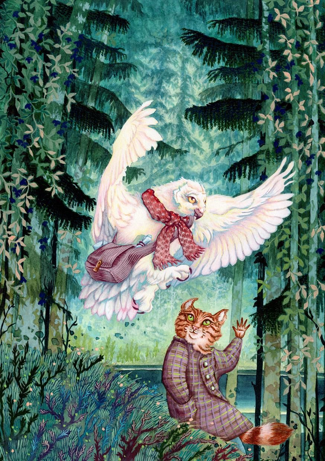 0007 Harfang et chat sauvage Print A3 