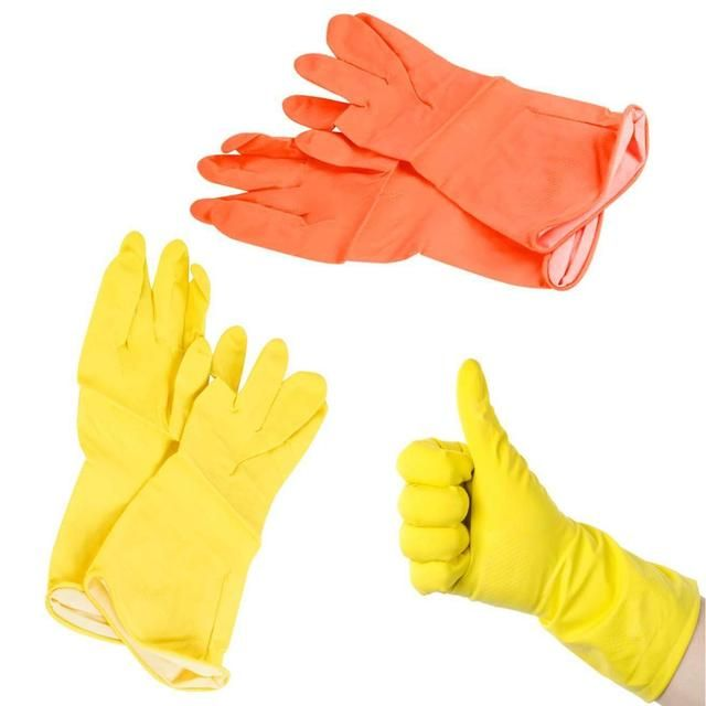 Mm Homestores Yellow / Orange Latex Washing Up Cleaning Household Gloves Large 1138 (Parcel Rate)