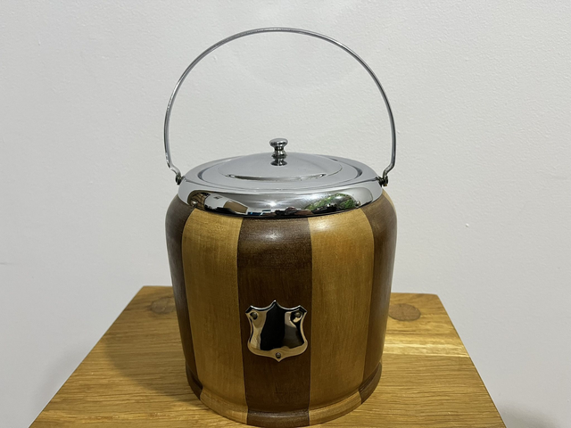 Mid-Century Vintage Wood Ice or Biscuits Bucket.