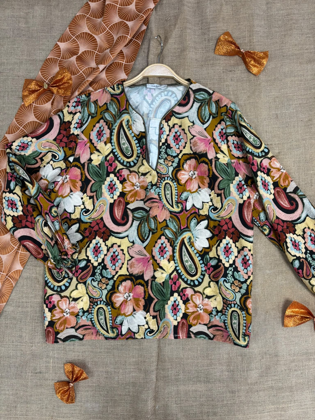 Blouse Imprimée Fleurie Multicolore