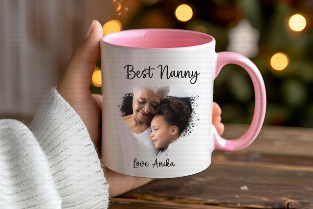 Photo Mug with a Heart Splatter Design and message