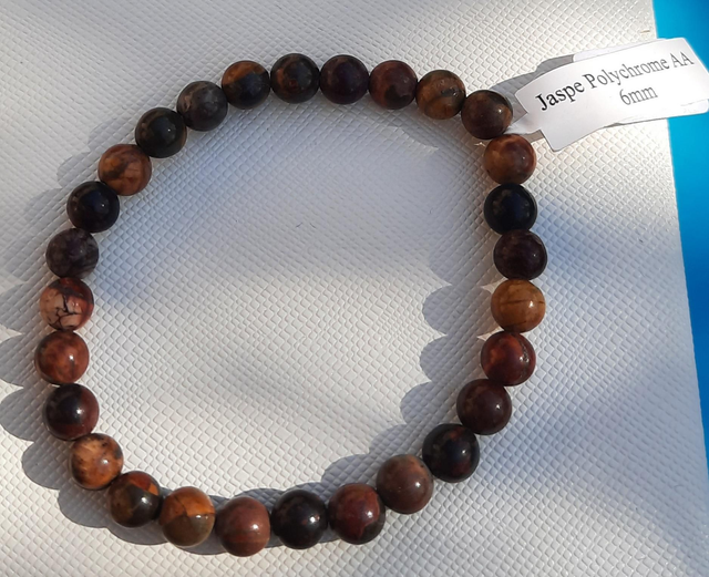 Bracelet boule 6mm Jaspe polychrome AA