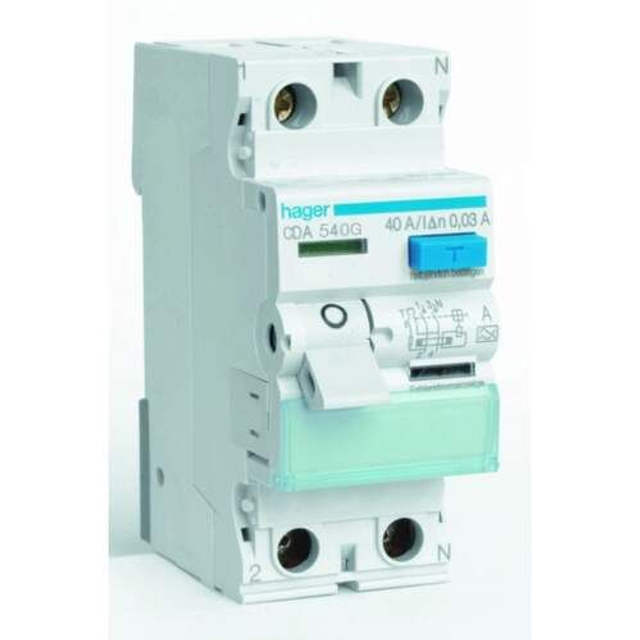 Hager Cda aardlekschakelaar 2p 40A 0,03a