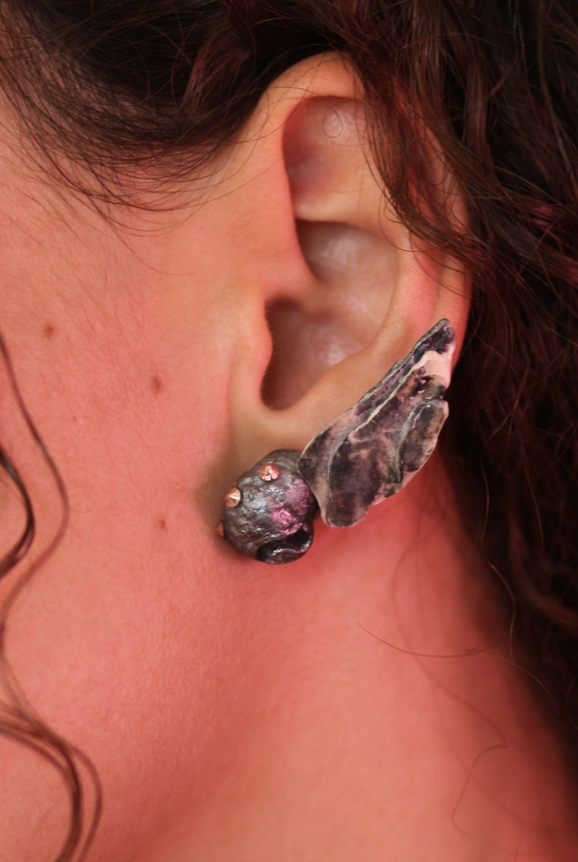 &#039;silver snail&#039; earrings