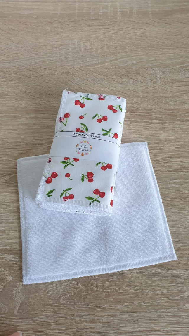 Lot de 4 serviettes visage cerises 🍒 