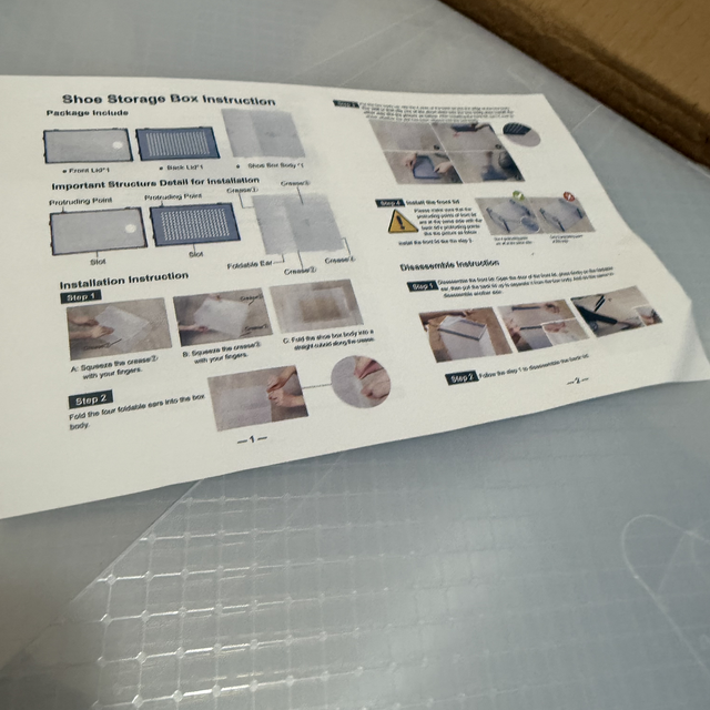 Set of nine shoe storage box units individually built and easy to put together and stackable opaque plastic finish with black surround