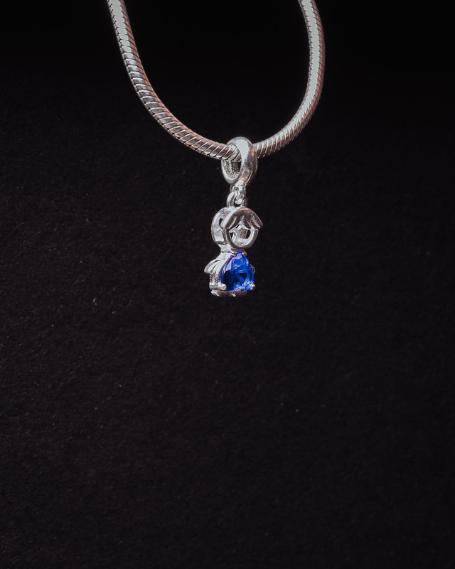 Berloque prata menino Z azul