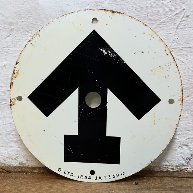 A British Army Surplus Issue Metal White Convoy Traffic Route Marker (No.2) 