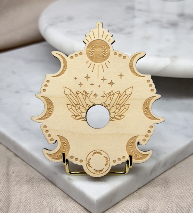 Moon Cycle Wood Sphere Holder